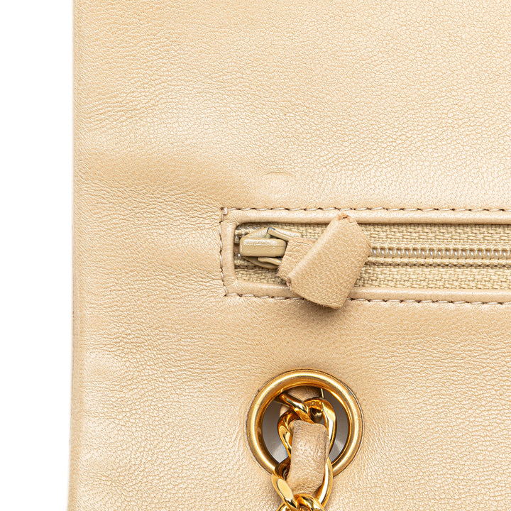 Medium Classic Lambskin Double Flap Brown - Gaby Paris