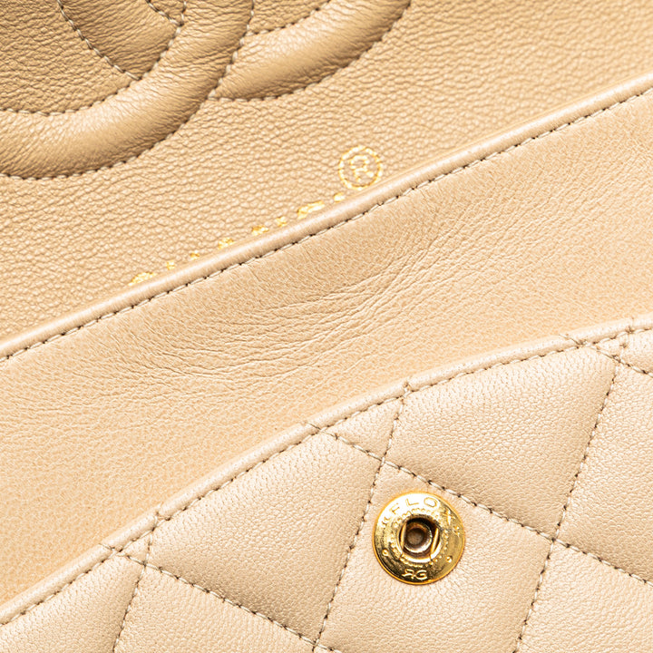 Medium Classic Lambskin Double Flap Brown - Gaby Paris