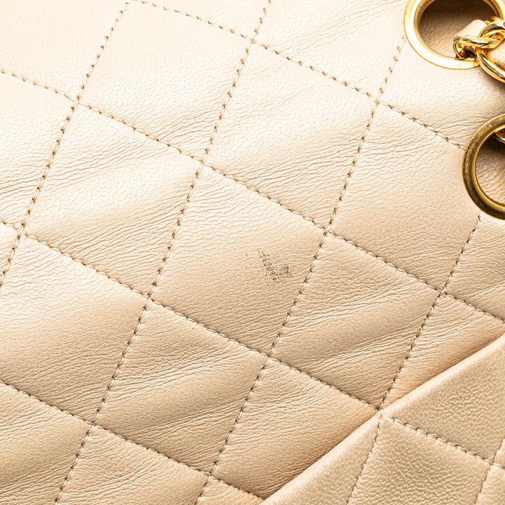 Medium Classic Lambskin Double Flap Brown - Gaby Paris