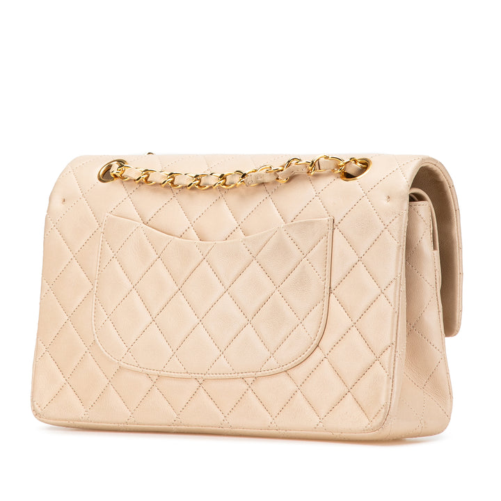 Medium Classic Lambskin Double Flap Brown - Gaby Paris