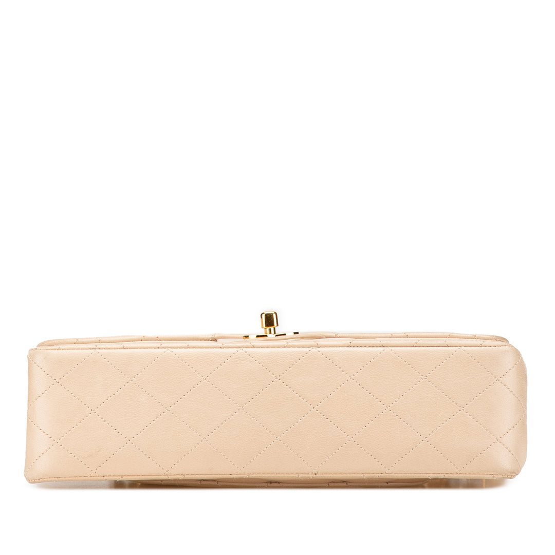 Medium Classic Lambskin Double Flap Brown - Gaby Paris