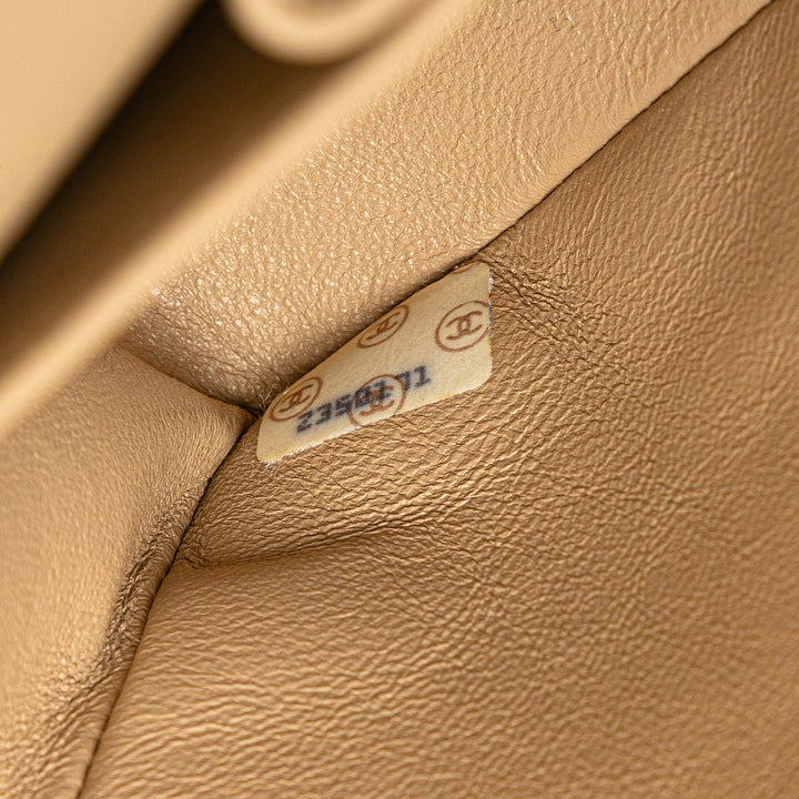 Medium Classic Lambskin Double Flap Brown - Gaby Paris