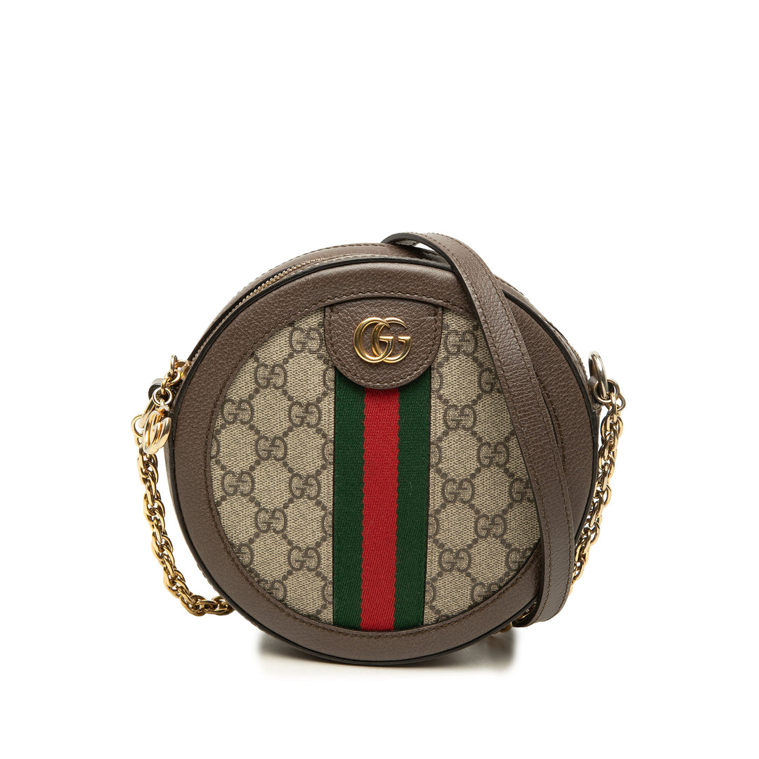 Gucci Sac bandoulière Web Ophidia Rond GG Supreme Mini Beige – vue principale – GABY PARIS