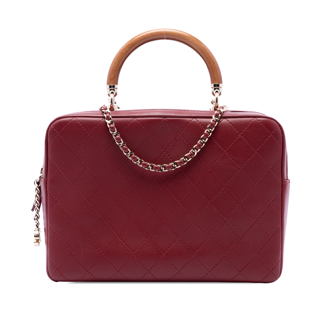 Chanel Matelassé Knock On Wood sac à Cuir d'agneau Rouge – vue principale – GABY PARIS