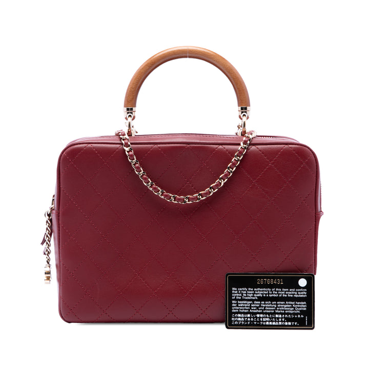 Chanel Matelassé Knock On Wood sac à Cuir d'agneau Rouge – vue 7 – GABY PARIS