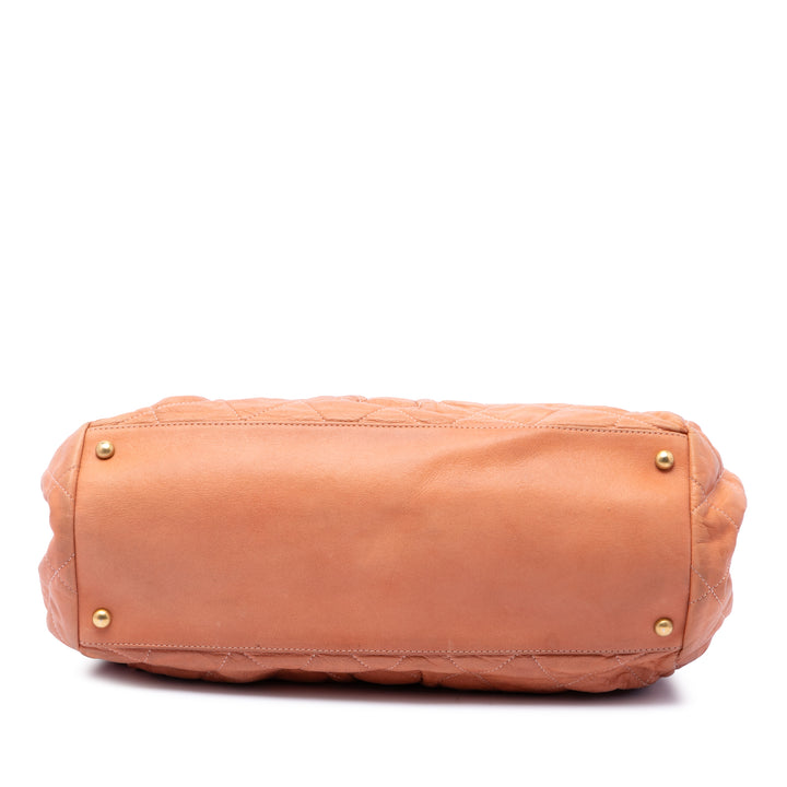 Matelassé Irisé Chic Quilt Sac bowling Cuir de veau Orange