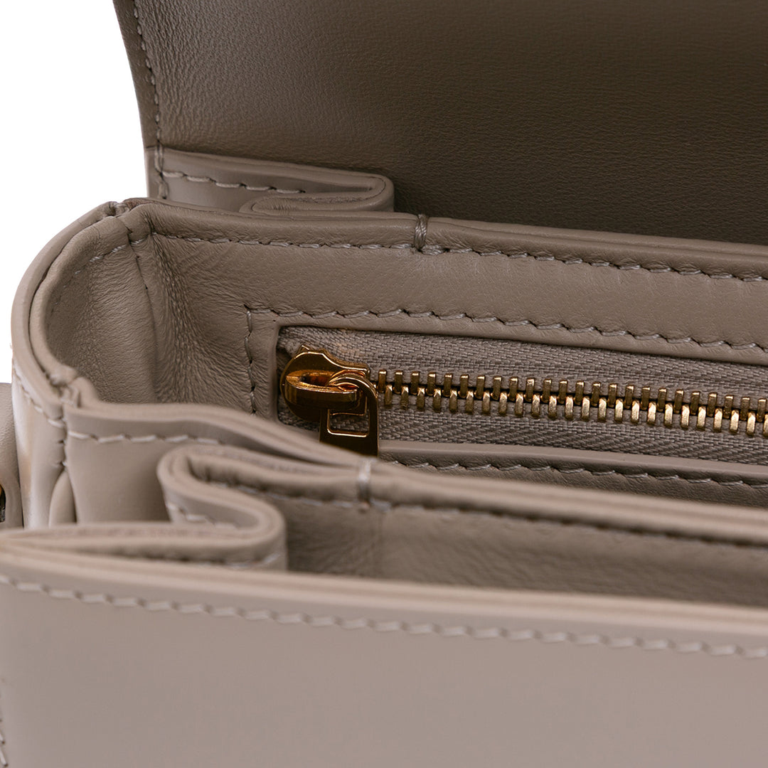 Classique Shiny Calfskin Triomphe Crossbody Brown - Gaby Paris