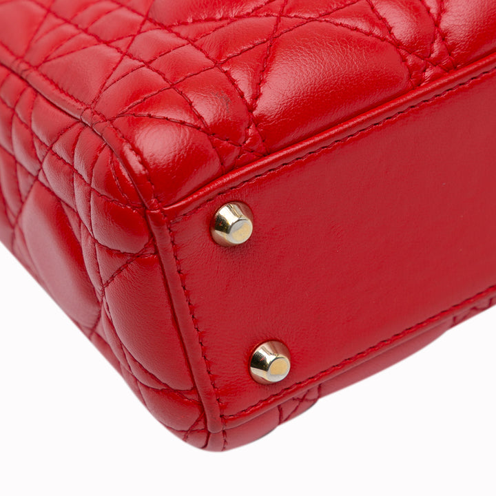 Mini Lambskin Cannage Lady Dior Red - Gaby Paris