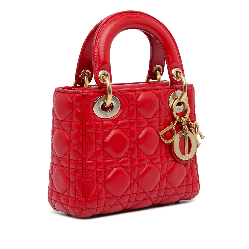 Mini Lambskin Cannage Lady Dior Red - Gaby Paris