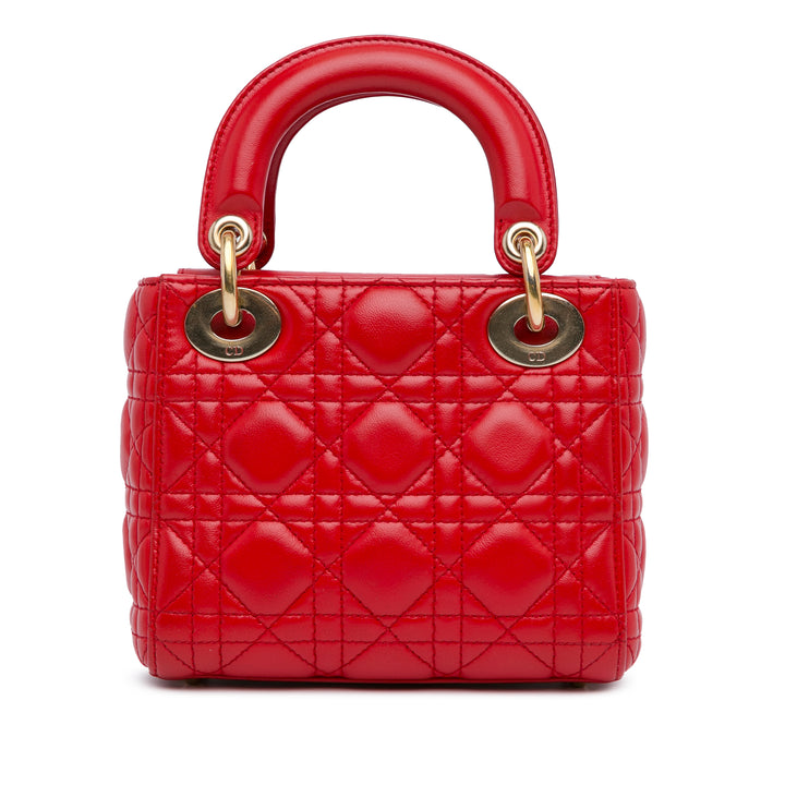Mini Lambskin Cannage Lady Dior Red - Gaby Paris