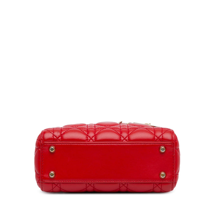 Mini Lambskin Cannage Lady Dior Red - Gaby Paris