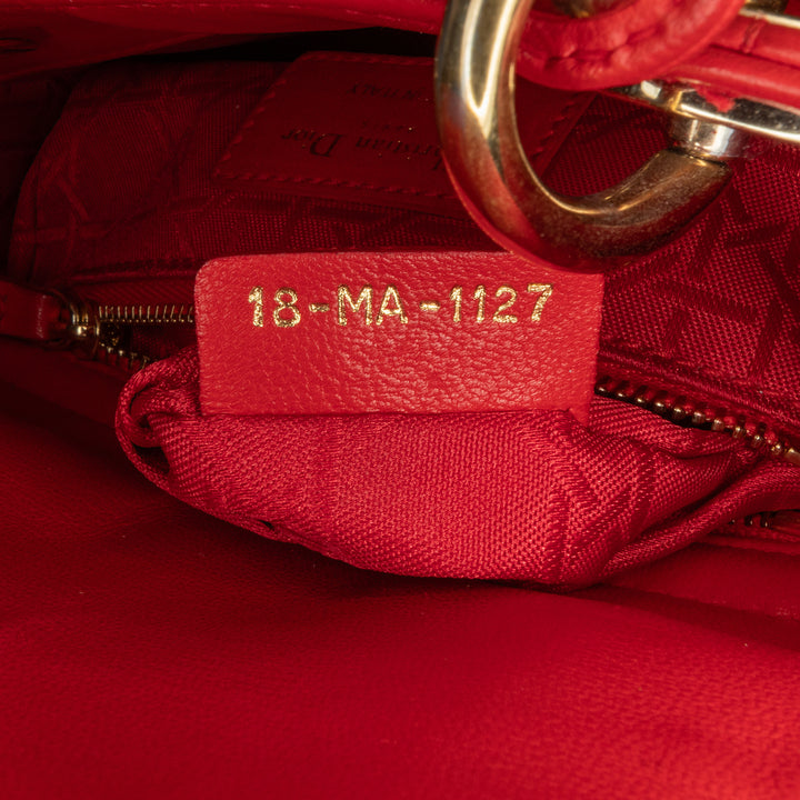Mini Lambskin Cannage Lady Dior Red - Gaby Paris