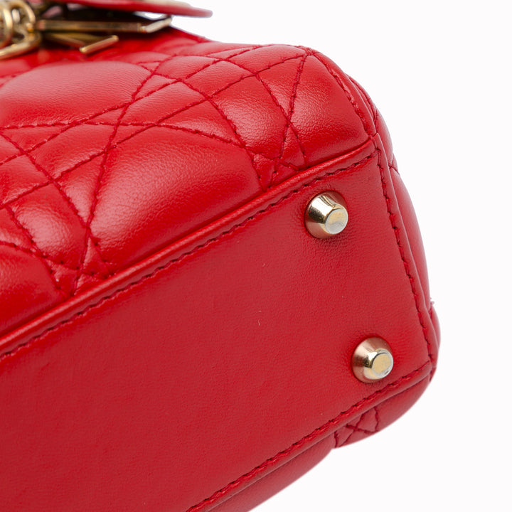 Mini Lambskin Cannage Lady Dior Red - Gaby Paris