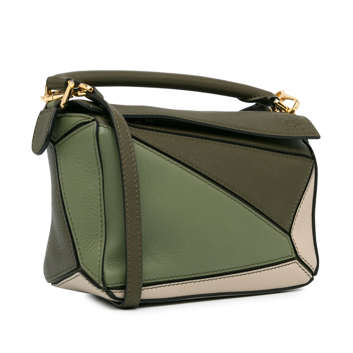 Mini Tricolor Puzzle Bag Green - Gaby Paris