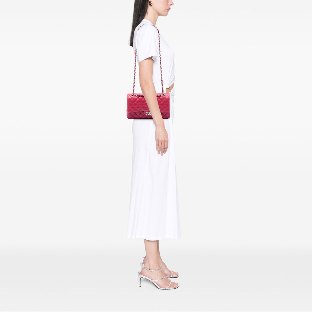 Classic Double rabat Moyen Cuir d'agneau Rose