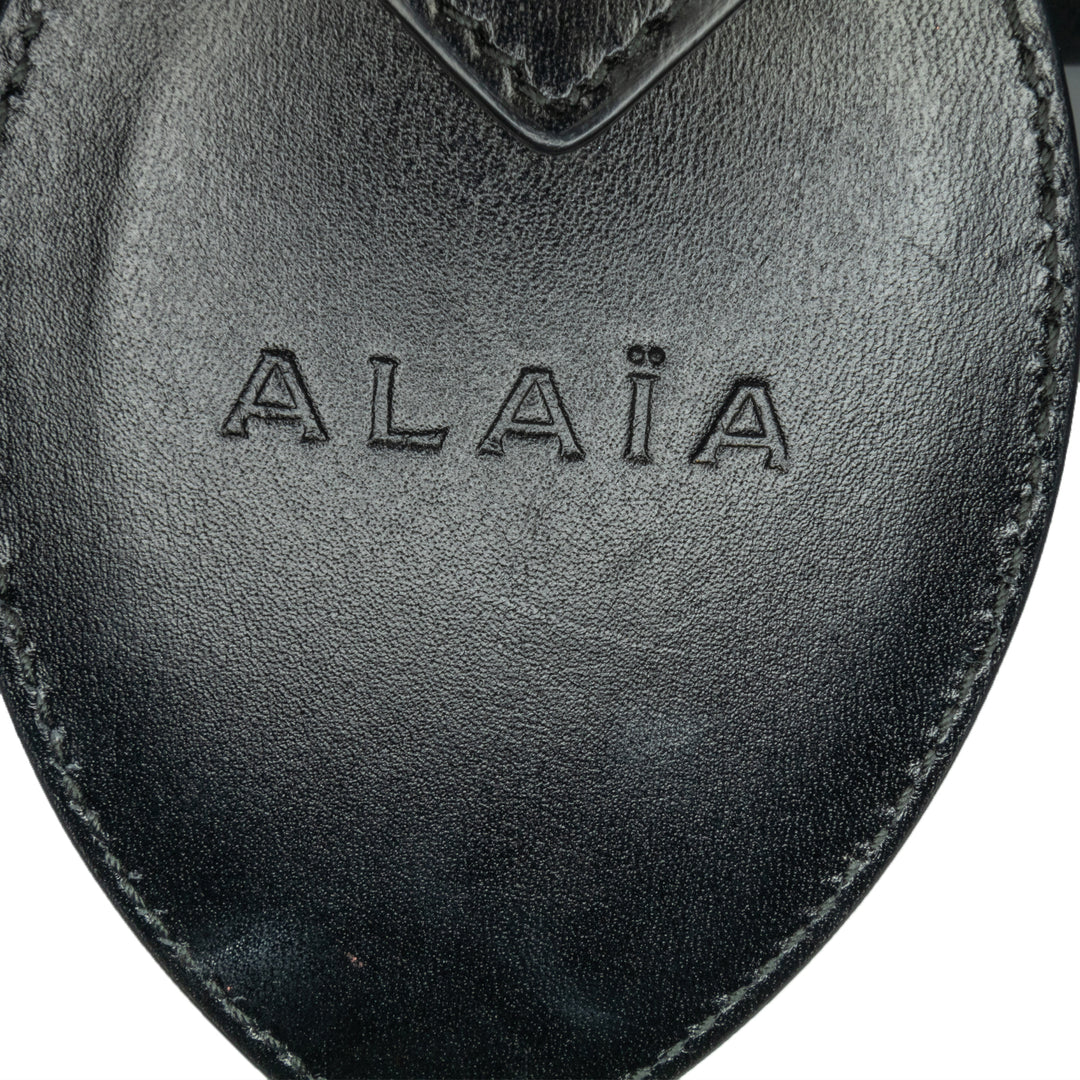 Calfskin Eyelet Bracelet Embellished Bucket Bag Black - Gaby Paris
