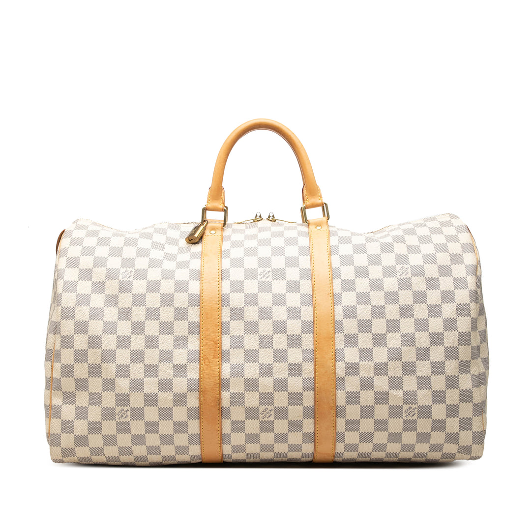 Louis Vuitton Sac de voyage Keepall 50 Damier Azur Blanc – vue principale – GABY PARIS