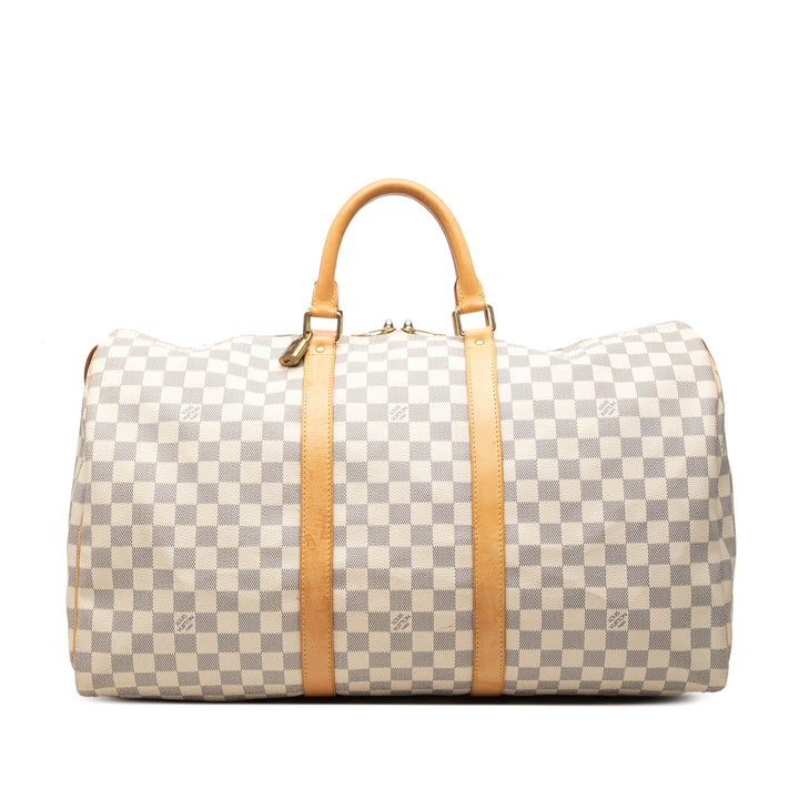 Louis Vuitton Sac de voyage Keepall 50 Damier Azur Blanc – vue principale – GABY PARIS