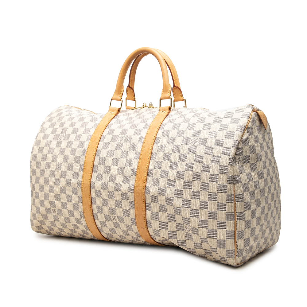 Louis Vuitton Sac de voyage Keepall 50 Damier Azur Blanc – vue 2 – GABY PARIS