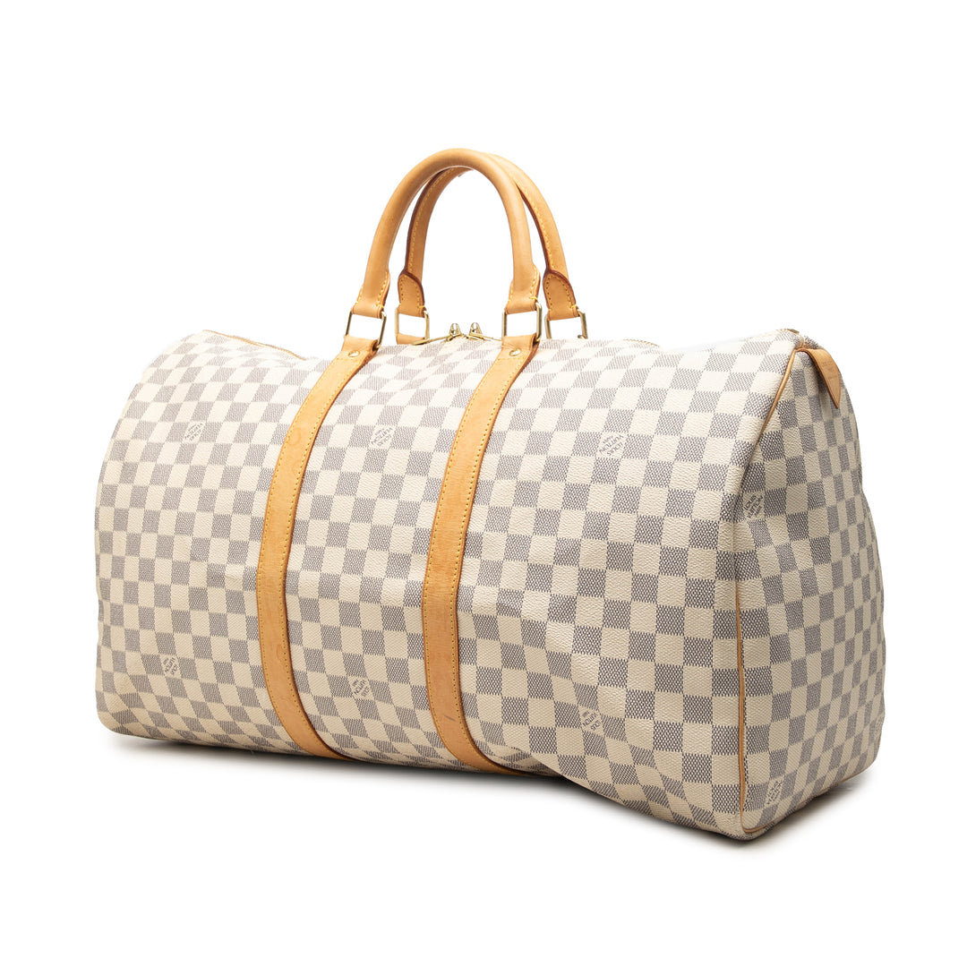 Louis Vuitton Sac de voyage Keepall 50 Damier Azur Blanc – vue 2 – GABY PARIS