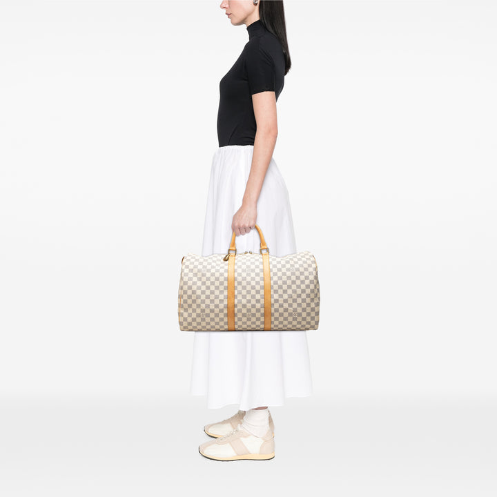 Louis Vuitton Sac de voyage Keepall 50 Damier Azur Blanc – vue 6 – GABY PARIS