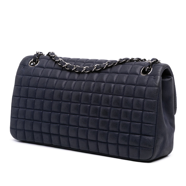 Chanel Chocolate Bar Iridescent Cuir de veau Bubble Flap Bleu – GABY PARIS Authentique