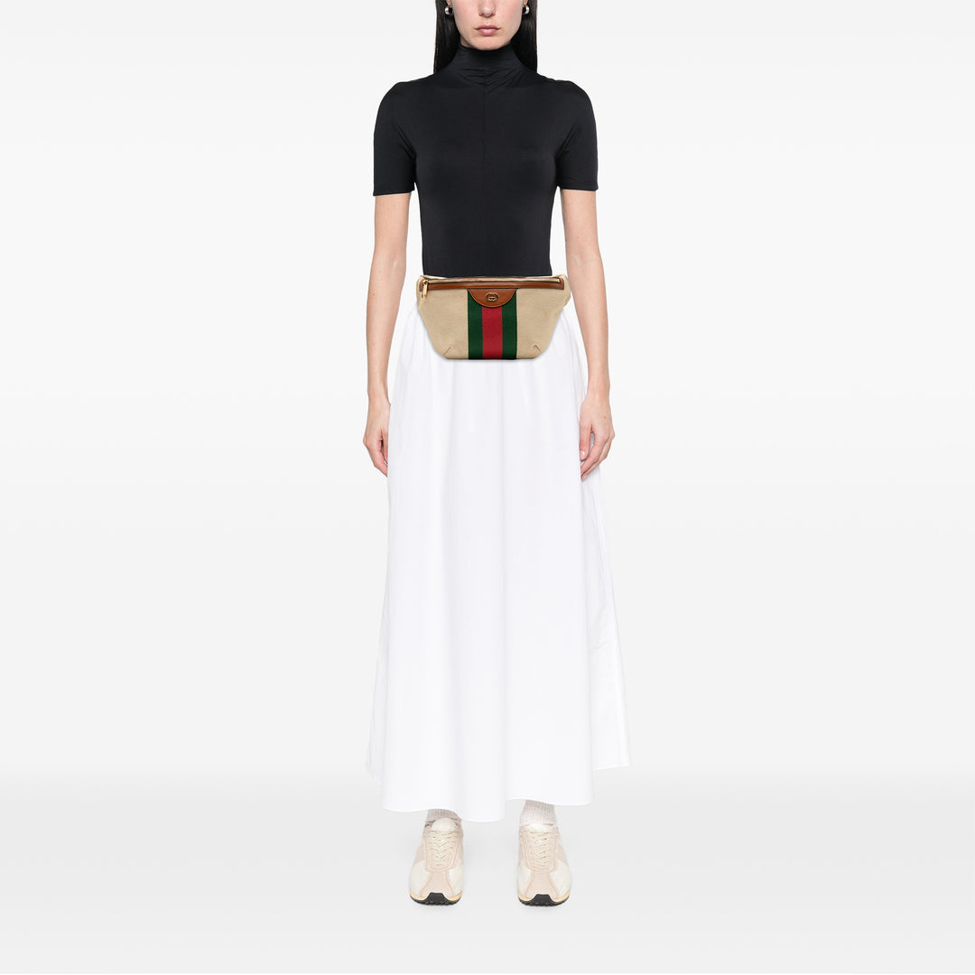 Canvas Web Belt Bag Brown - Gaby Paris