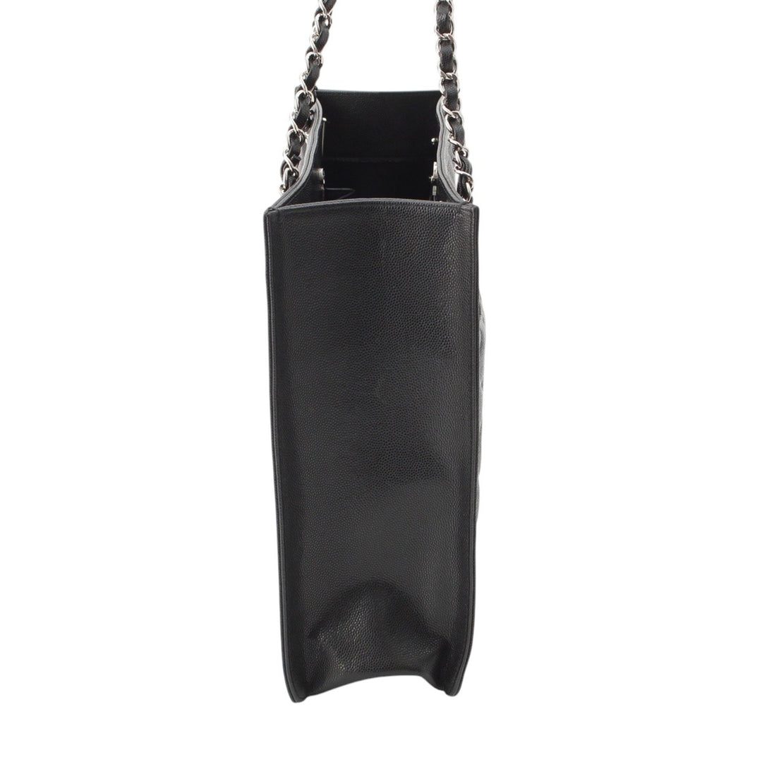 CC Matelassé Cabas chaîne Cuir caviar Noir