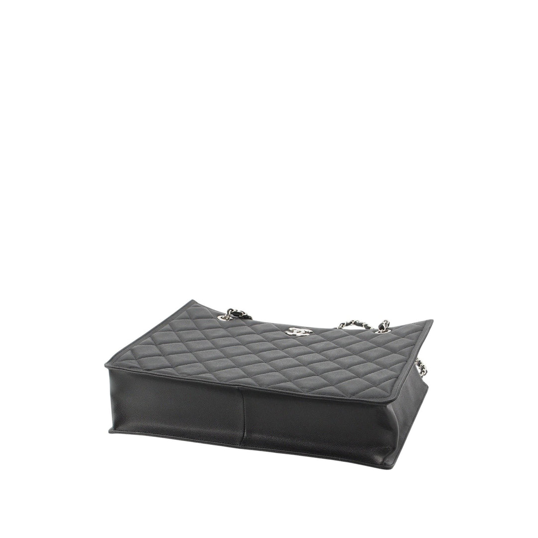 CC Matelassé Cabas chaîne Cuir caviar Noir