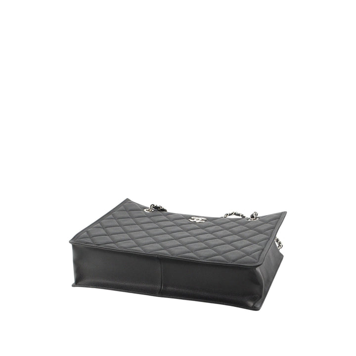 CC Matelassé Cabas chaîne Cuir caviar Noir
