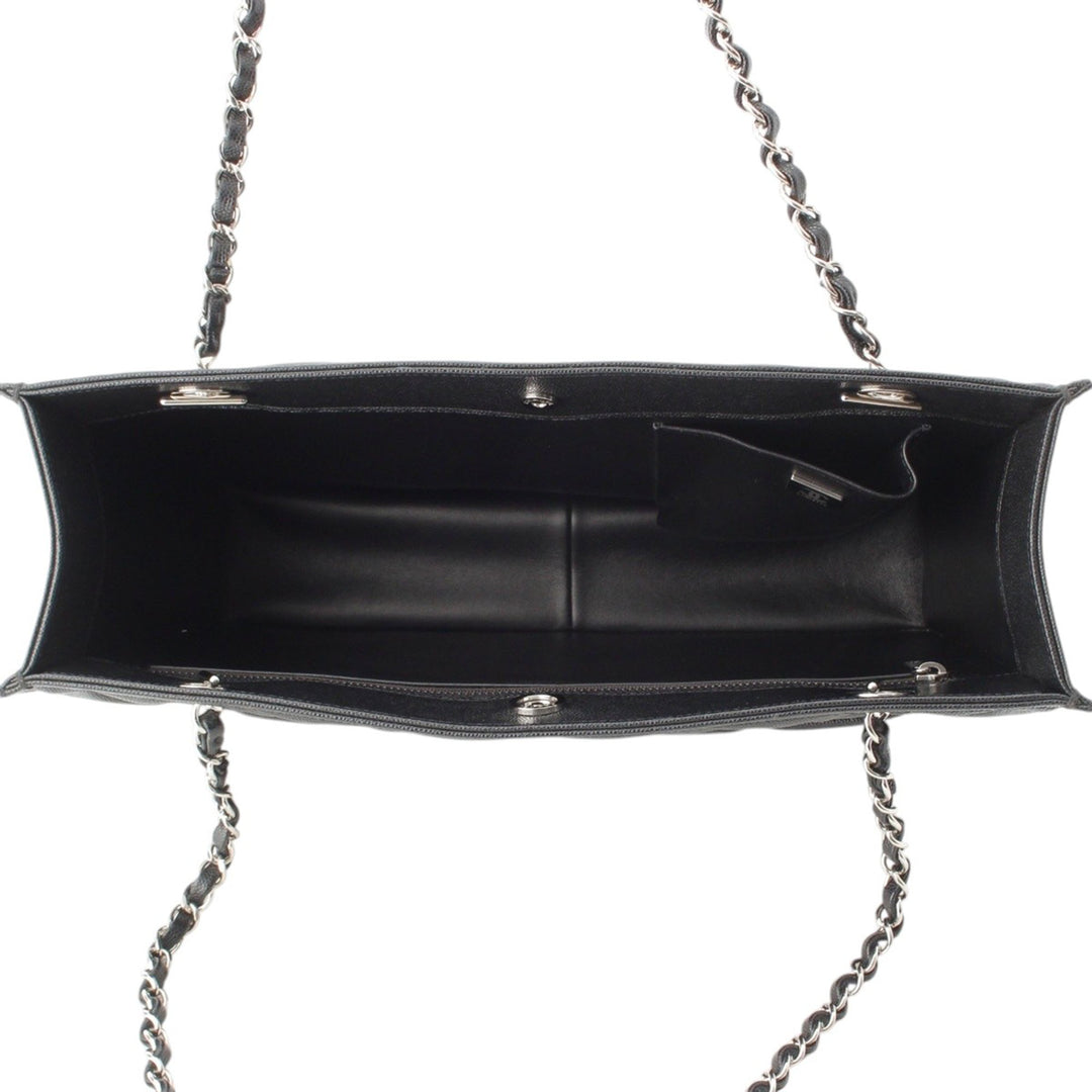 CC Matelassé Cabas chaîne Cuir caviar Noir