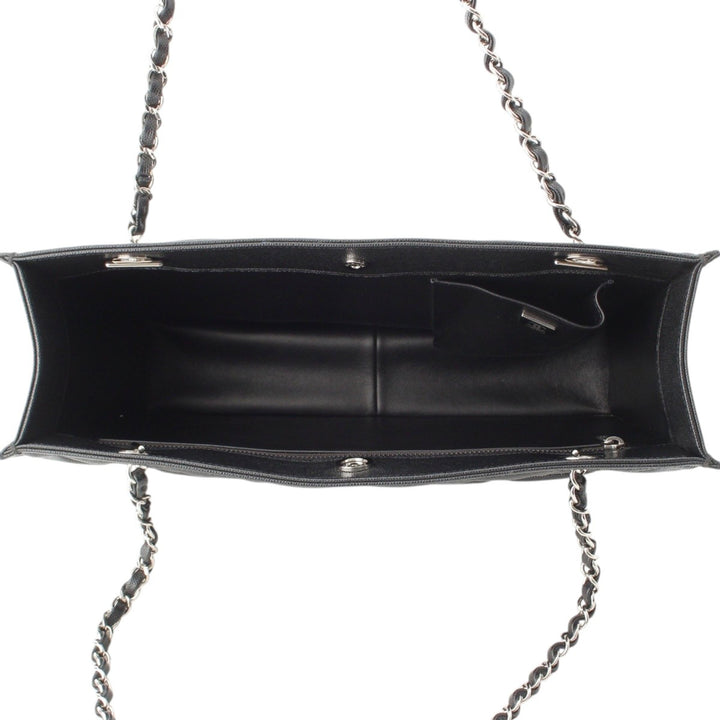 CC Matelassé Cabas chaîne Cuir caviar Noir