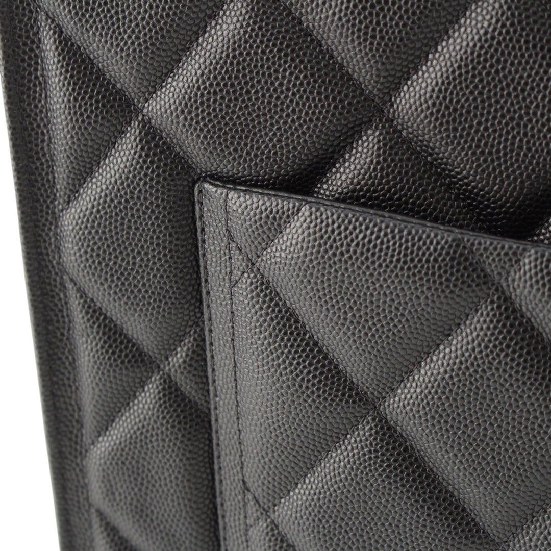 CC Matelassé Cabas chaîne Cuir caviar Noir
