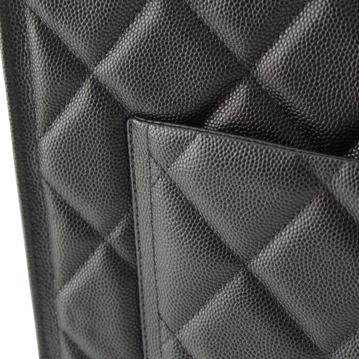 CC Matelassé Cabas chaîne Cuir caviar Noir