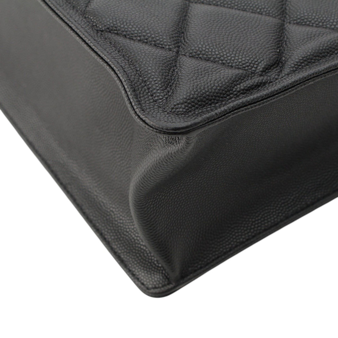 CC Matelassé Cabas chaîne Cuir caviar Noir
