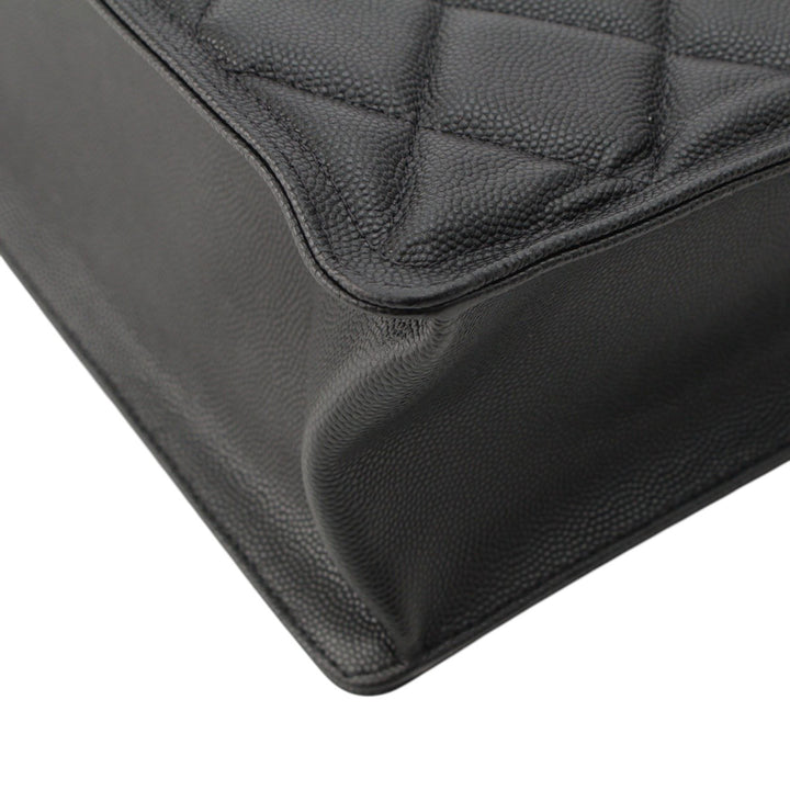 CC Matelassé Cabas chaîne Cuir caviar Noir