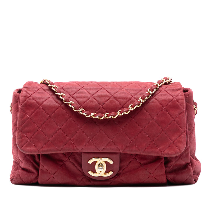 Chanel Large vieilli Cuir de veau Chic Quilt à rabat