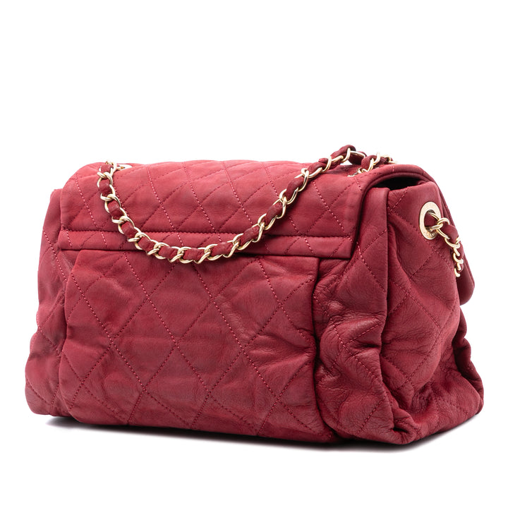 Chanel Large vieilli Cuir de veau Chic Quilt à rabat