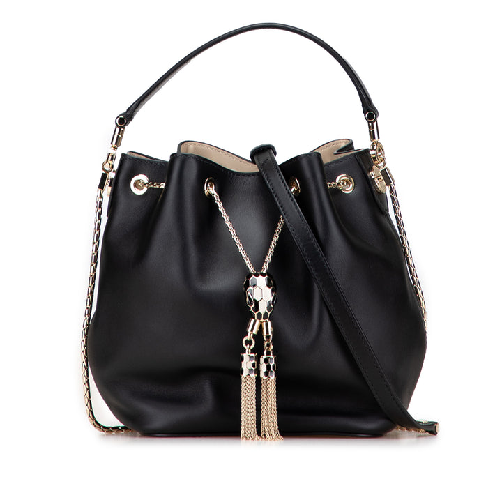 Bvlgari Cuir Serpenti Forever Bucket Bag Noir