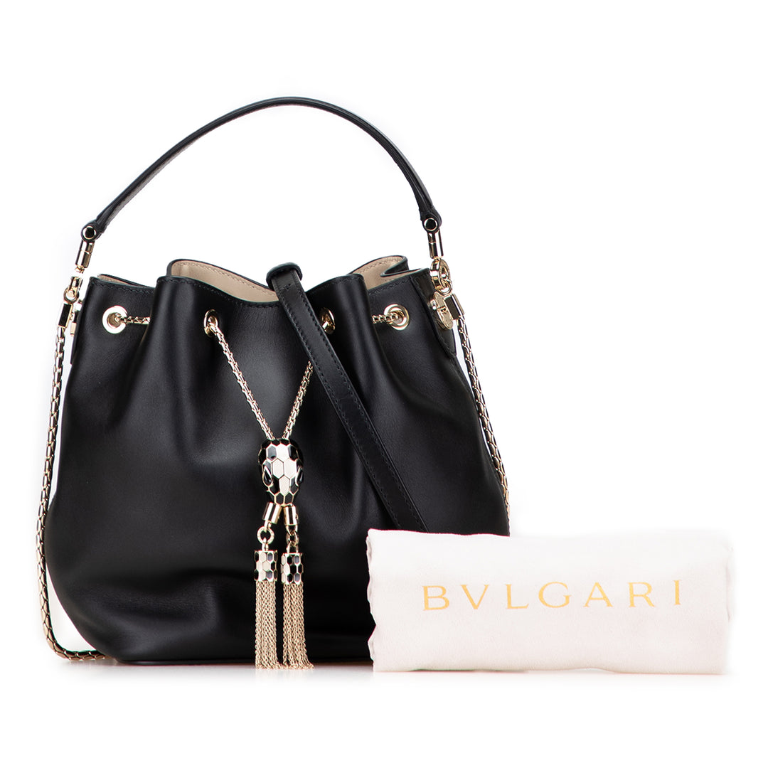 Bvlgari Cuir Serpenti Forever Bucket Bag Noir