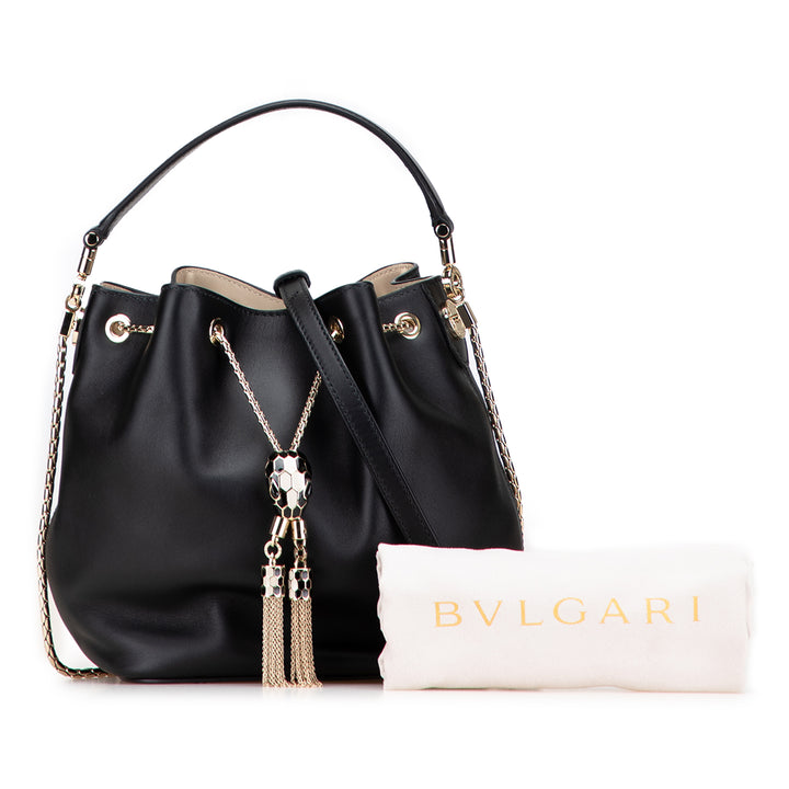Bvlgari Cuir Serpenti Forever Bucket Bag Noir