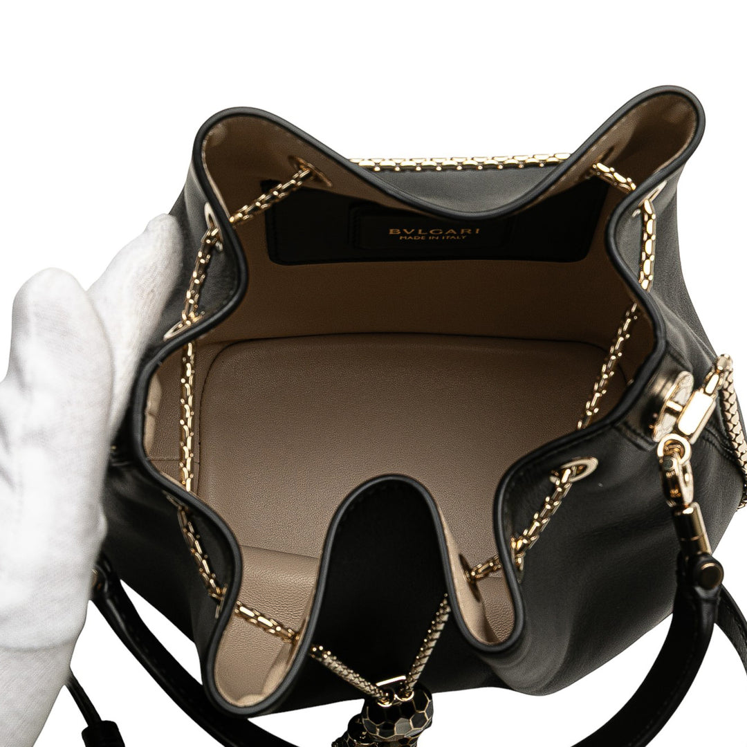 Bvlgari Cuir Serpenti Forever Bucket Bag Noir