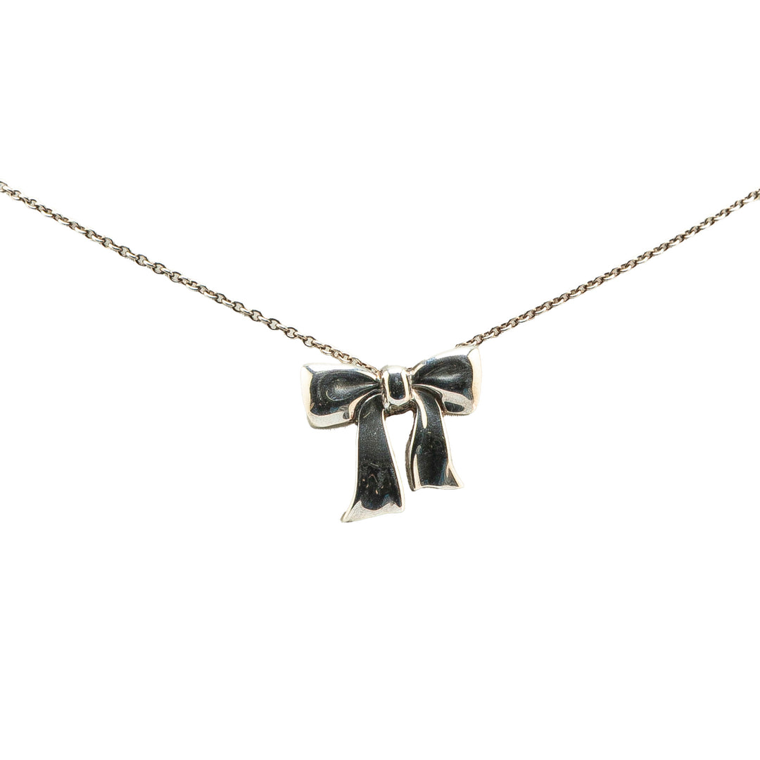 Sterling Silver Bow Pendant Necklace Silver - Gaby Paris