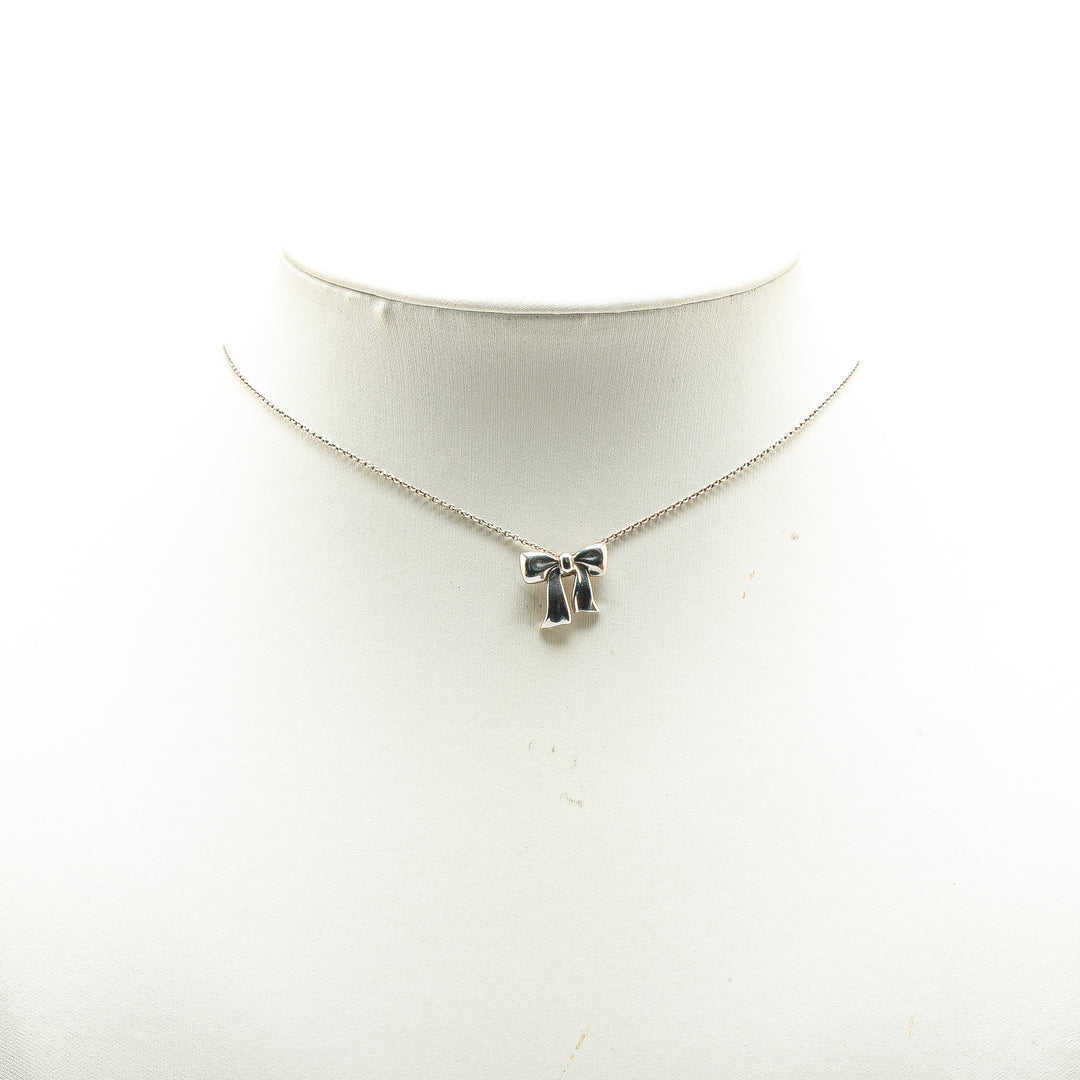 Sterling Silver Bow Pendant Necklace Silver - Gaby Paris