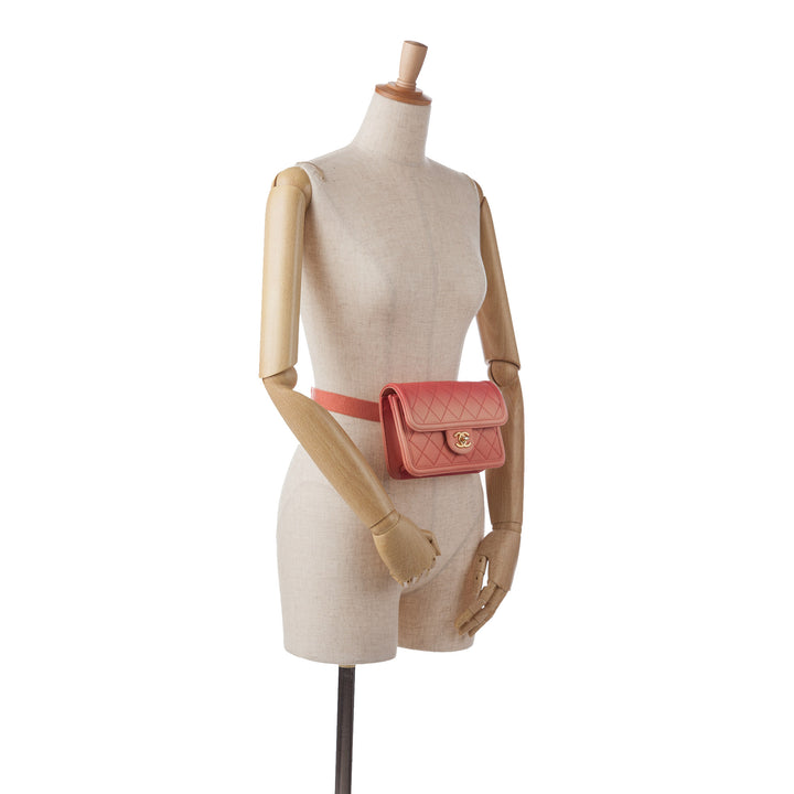 Caviar Sunset On The Sea Flap Belt Bag Pink - Gaby Paris