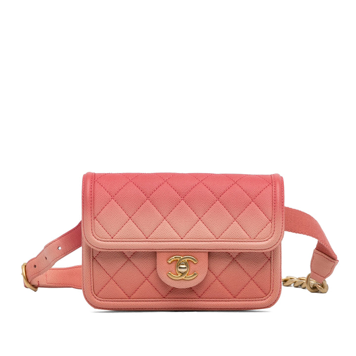 Caviar Sunset On The Sea Flap Belt Bag Pink - Gaby Paris