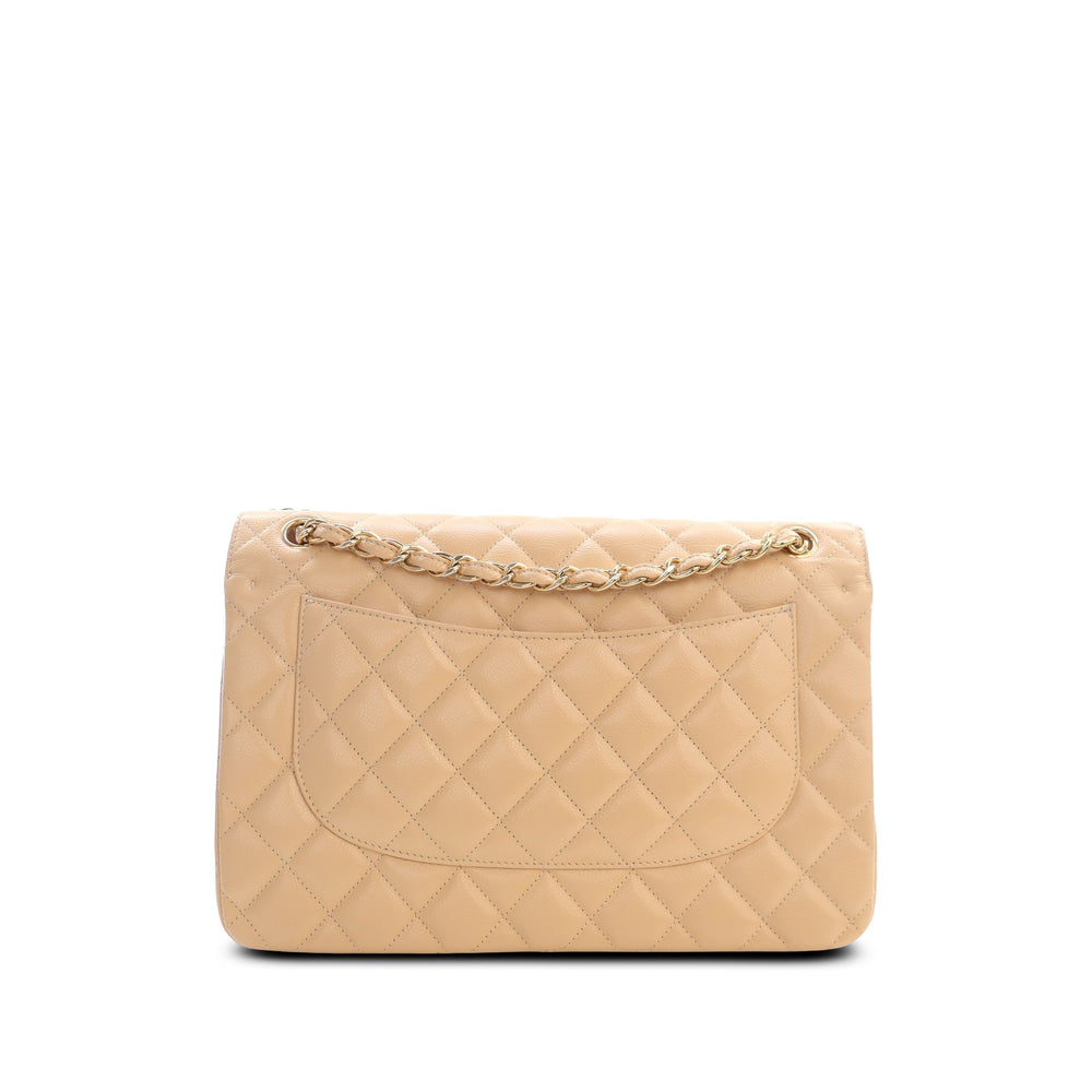 Chanel Sac porté épaule Classic Double rabat Jumbo Cuir caviar Beige – vue 2 – GABY PARIS
