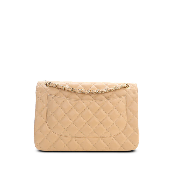 Chanel Sac porté épaule Classic Double rabat Jumbo Cuir caviar Beige – vue 2 – GABY PARIS