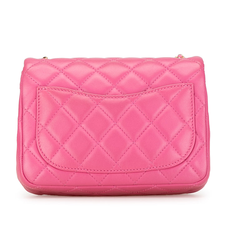 Chanel Mini Square Classic Cuir d’agneau Perle Crush Simple rabat