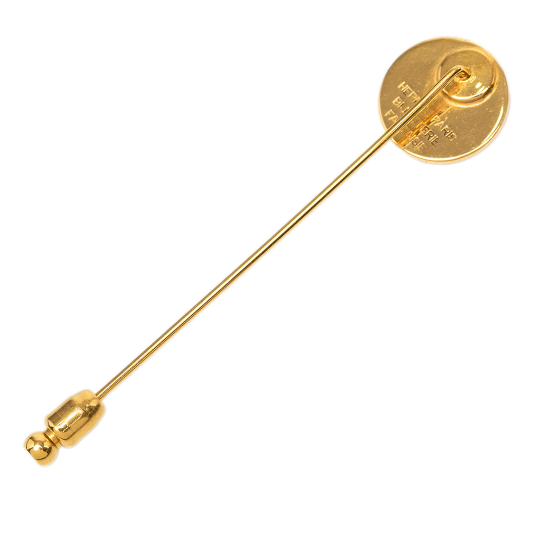 plaqué Clou de Selle Rond Medallion Pin Broche Doré